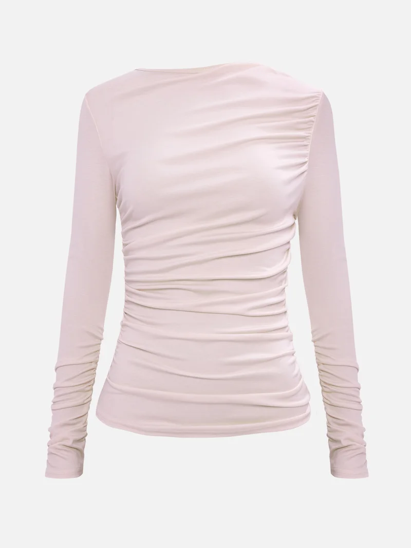 Lichi Monochrome stretch jersey longsleeves with gathers