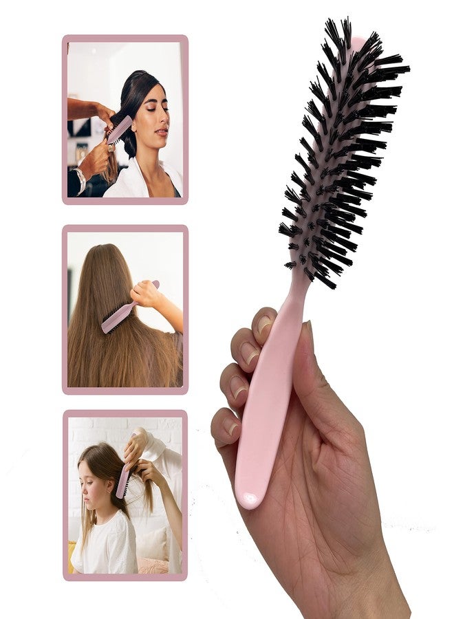 Styling Gear Detangling Hair Brush Nylon Bristles 7 Row Teasing Womens Brush For Thick Hair Small Travel Hairbrush Brush For Hair 2 Pcs. (Light Pink) - Image 5