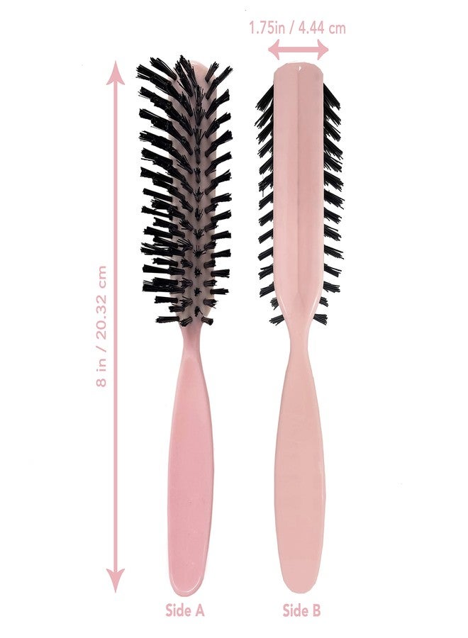 Styling Gear Detangling Hair Brush Nylon Bristles 7 Row Teasing Womens Brush For Thick Hair Small Travel Hairbrush Brush For Hair 2 Pcs. (Light Pink) - Image 2