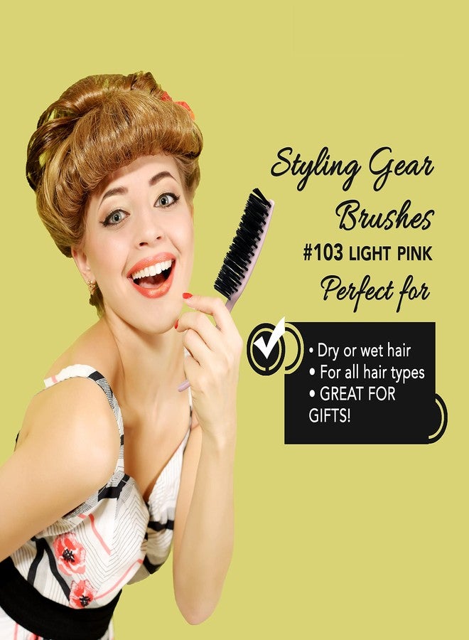 Styling Gear Detangling Hair Brush Nylon Bristles 7 Row Teasing Womens Brush For Thick Hair Small Travel Hairbrush Brush For Hair 2 Pcs. (Light Pink) - Image 3