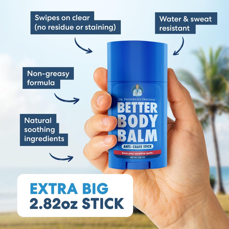 Dr. Frederick's Original Anti Chafing Stick - Better Body Balm - 2.82 oz Big Stick - Reduce Chafing & Friction - Perfect for Travel, Sports - Water-Resistant - Image 3