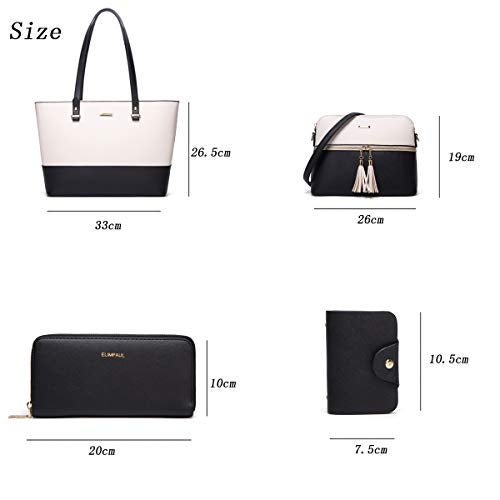 Lovematch Women Fashion Synthetic Leather Handbags Tote Bag Shoulder Bag Top Handle Satchel Purse Set 4pcs - Image 4