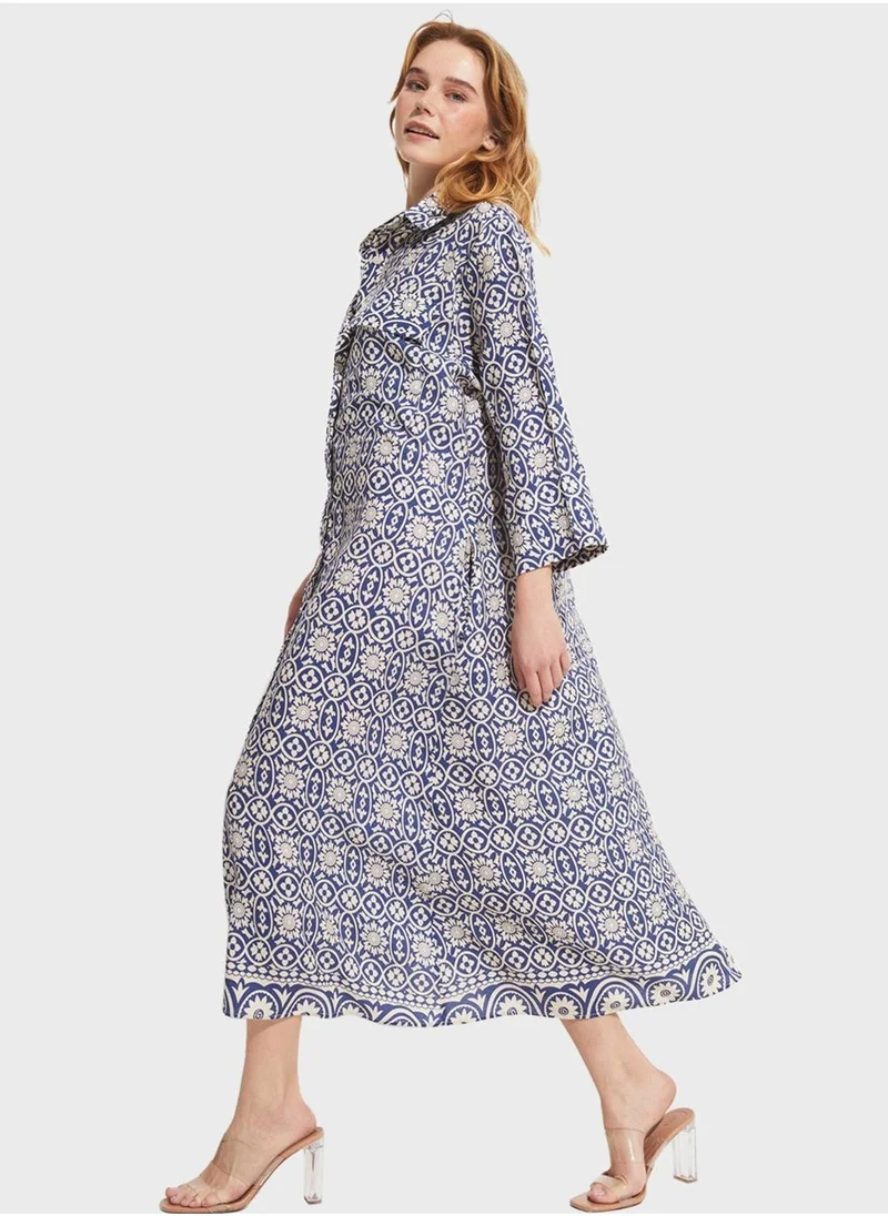 JUNE Patterned Midi Dress