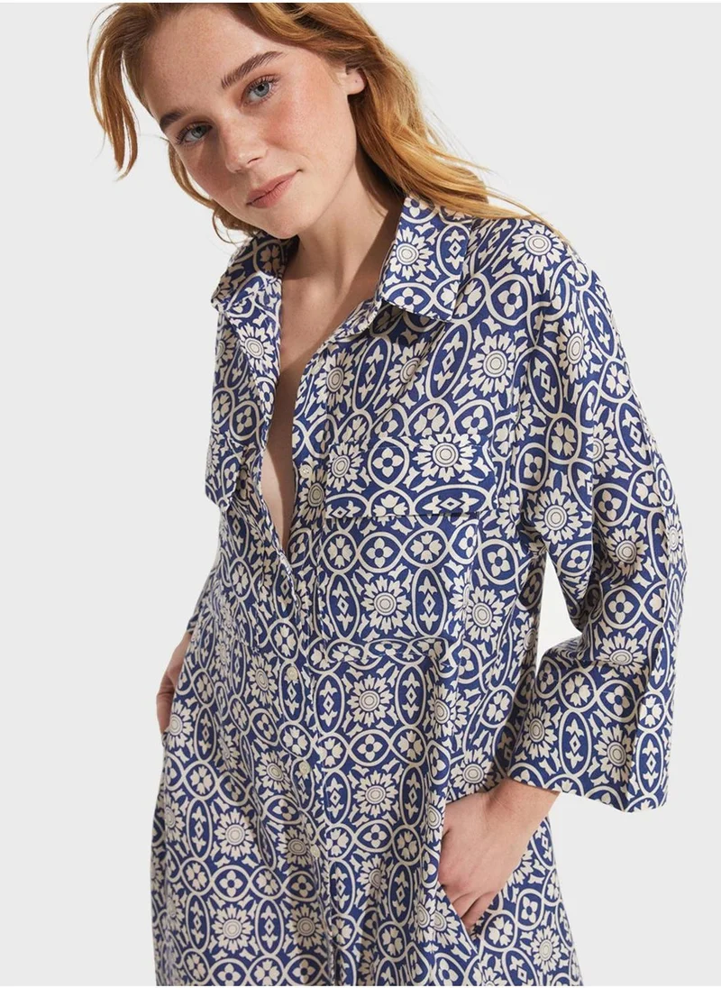 JUNE Patterned Midi Dress