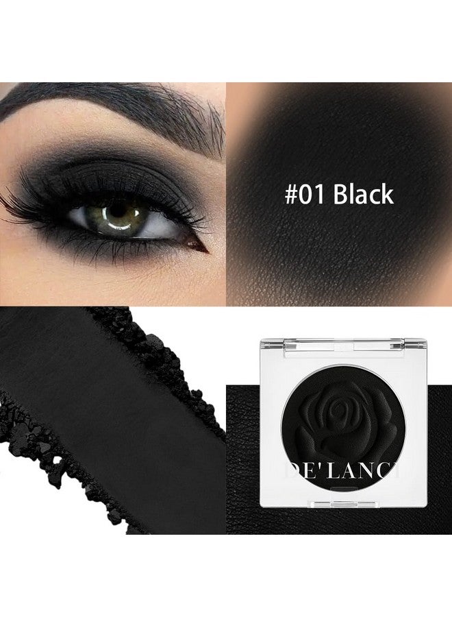 DE'LANCI Single Black Eyeshadow, Matte Eyeshadow Black Eyes Goth Smokey Makeup, Long Lasting Blendable Single Dark Eye Shadow Pallet, For Smoky Sfx Halloween Makeup Eyeliner Face Body Paint, #01 - Image 2