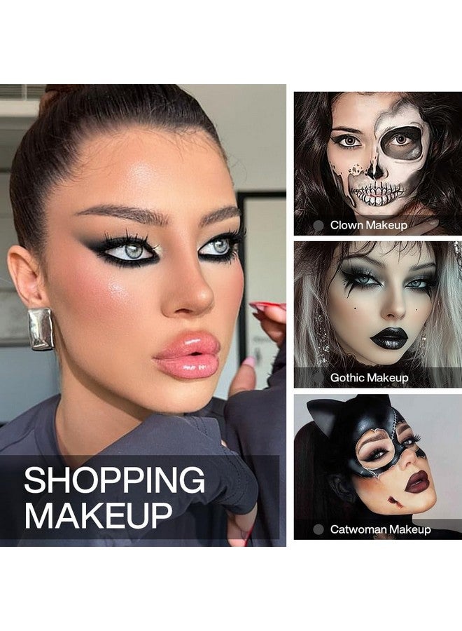 DE'LANCI Single Black Eyeshadow, Matte Eyeshadow Black Eyes Goth Smokey Makeup, Long Lasting Blendable Single Dark Eye Shadow Pallet, For Smoky Sfx Halloween Makeup Eyeliner Face Body Paint, #01 - Image 3