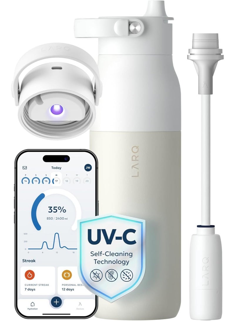 Larq Bottle PureVis 2 Smart Self-Cleaning Water Bottle, Granite White, 1L (34oz) - Image 1