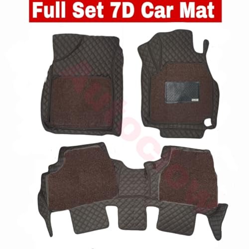 AutoClow Premium 7D Car Mat for Tata Tiago (Model : 2016-2026) || Luxury Leather Dual-Stitch Full Set 7D Car Floor Mat || 100% Waterproof || Color : Coffee Stitch-Coffee Grass (Design-1) - Image 2