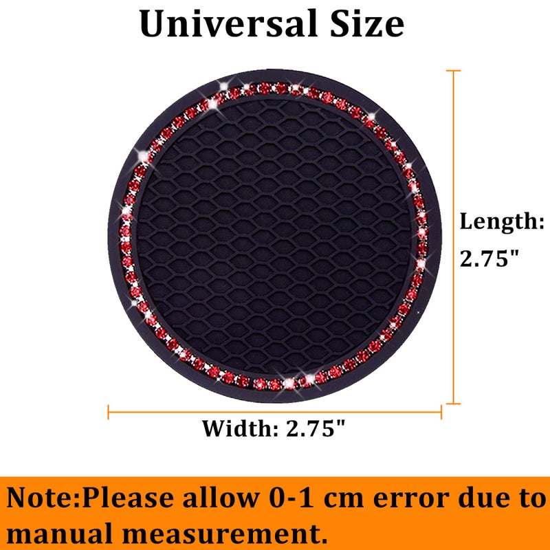 Dermasy Cute Car Cup Coaster,Dermasy 2PCS Universal Vehicle Cup Holder Insert Coaster 2.75 inch Silicone Anti Slip Bling Crystal Rhinestone Auto Car Accessories for Women & Lady (Black and White) - Image 2