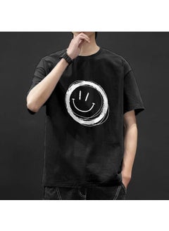 2022 New Mens Short Sleeve T-Shirt Fashion Summer Tee big black smiley face