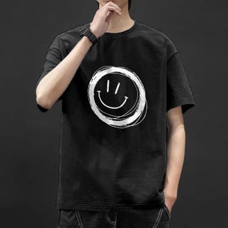 2022 New Mens Short Sleeve T-Shirt Fashion Summer Tee big black smiley face - pzsku/Z3A0CFB7F9D8A6C9AFB4AZ/45/1746227061/a56e5598-e9e4-44e6-b6ac-e98de9686155
