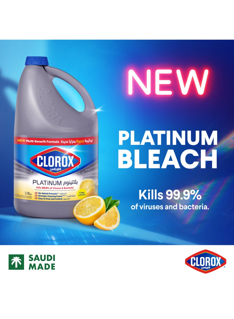 Clorox Platinum Bleach Crisp Lemon Upgrade Your Clean With A New Multi-Benefit No Splash Thick Bleach Liquid Formula 3.78L - Image 2