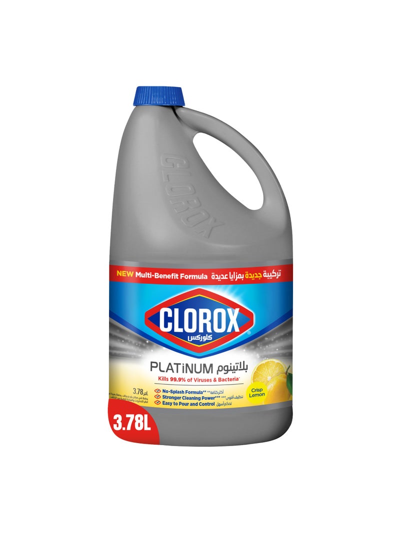 Clorox Platinum Bleach Crisp Lemon Upgrade Your Clean With A New Multi-Benefit No Splash Thick Bleach Liquid Formula 3.78L - Image 1