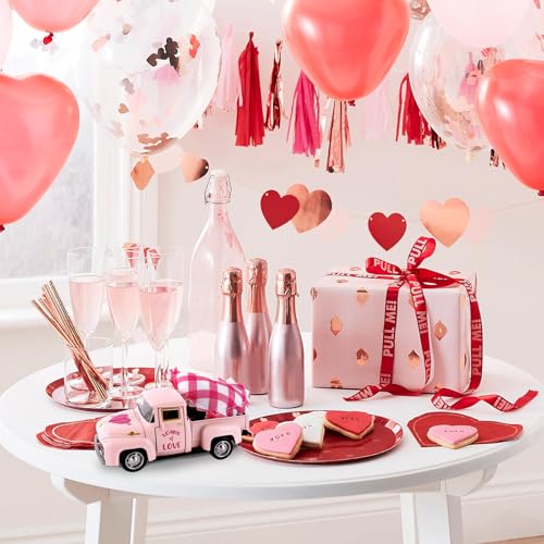 Lemicin Valentine's Day Mini Metal Truck Romantic Love Model with Pink Hearts Vintage Metal Farm Pickup Truck Farmhouse Tiered Tray Decor for Farmhouse Shelf Kitchen Table Home Decor - Image 4