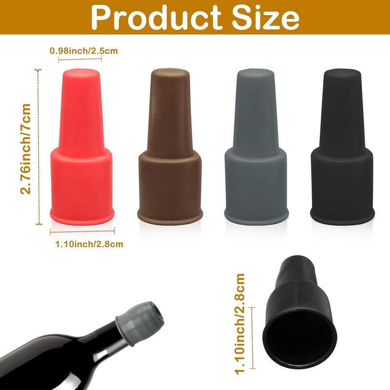 HZYH 8Pcs Silicone Wine Stopper For Wine Bottles, Reusable Sparkling Wine Bottle Stopper, Silicone Wine Seal Stopper, Wine Bottle Cover Caps To Keep Wine Fresh, Beer Champagne Stopper Home Use(4 Colors) - Image 2
