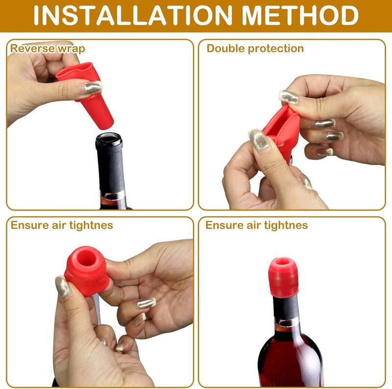 HZYH 8Pcs Silicone Wine Stopper For Wine Bottles, Reusable Sparkling Wine Bottle Stopper, Silicone Wine Seal Stopper, Wine Bottle Cover Caps To Keep Wine Fresh, Beer Champagne Stopper Home Use(4 Colors) - Image 3