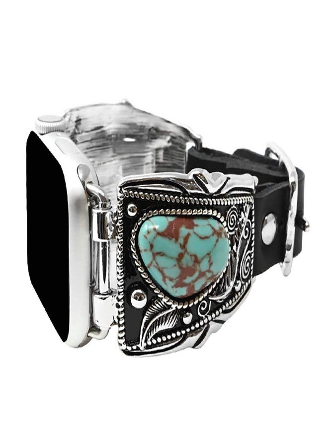 Emulily Western Concho Compatible with 38/40 mm Apple Watch Leather Band (Turquoise) - Image 1