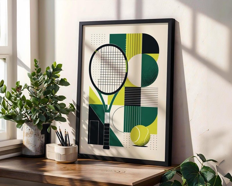 TNESSENTIAL Tennis Abstract Poster, Modern Sports Wall Art, Geometric Tennis Racket Print, Minimalist Athletic Decor, Tennis Ball Artwork - Image 2