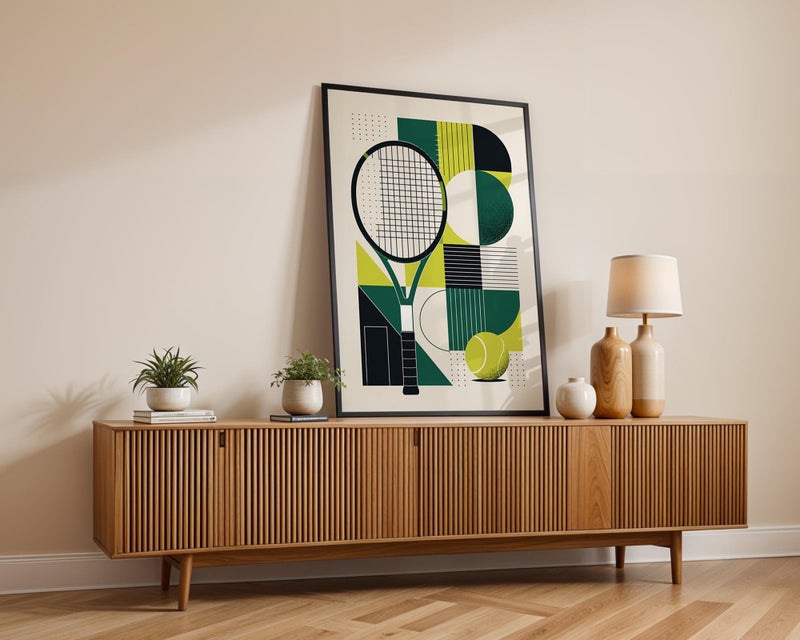 TNESSENTIAL Tennis Abstract Poster, Modern Sports Wall Art, Geometric Tennis Racket Print, Minimalist Athletic Decor, Tennis Ball Artwork - Image 3