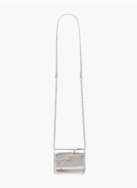 Girls Embellished Crossbody Bag With Button Closure And Chain Strap