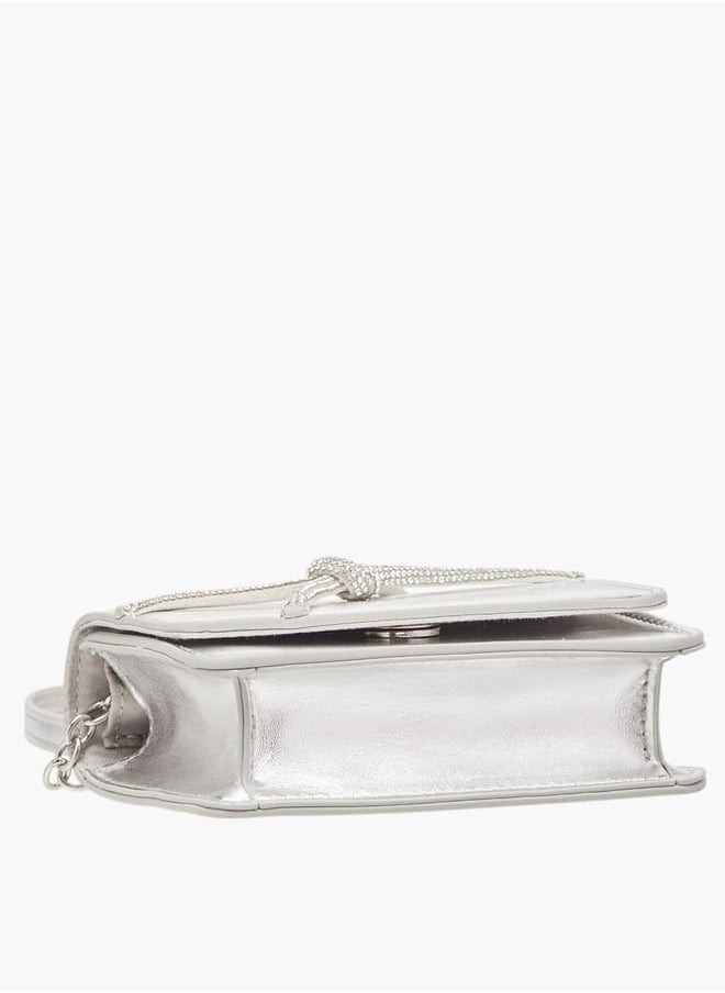 Flora Bella By Shoexpress Girls Embellished Crossbody Bag With Button Closure And Chain Strap  - Image 4