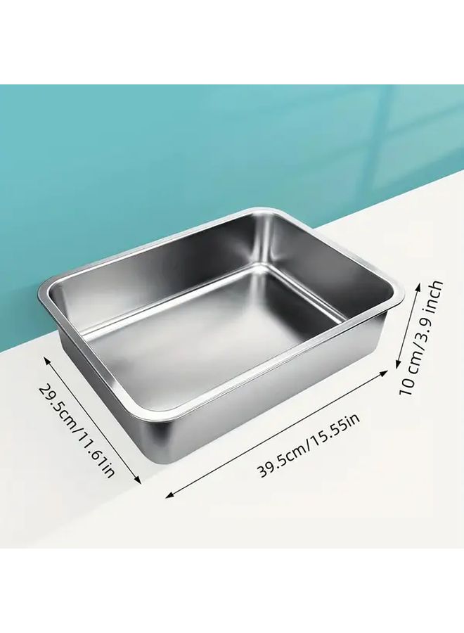 Stainless Steel Small Cat Litter Box 4 Inch Height Rust Resistant - Image 2