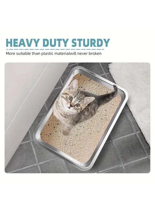 Stainless Steel Small Cat Litter Box 4 Inch Height Rust Resistant - Image 3