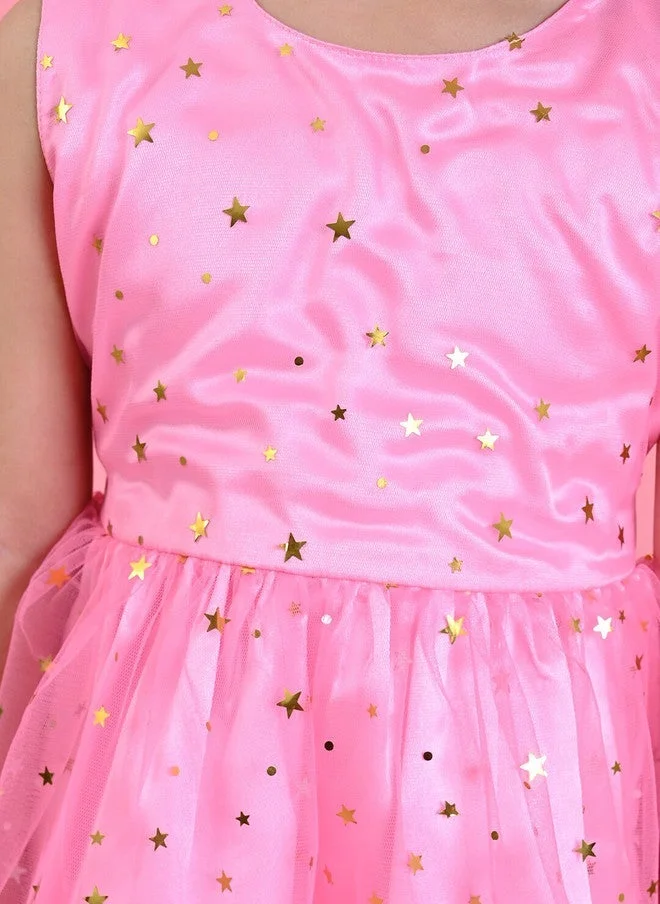 Saka Designs Shimmery Pink A-Line Dress for Girls