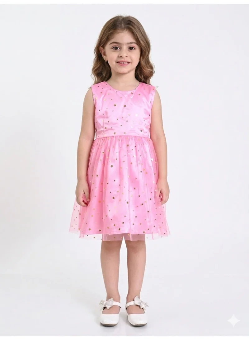 Saka Designs Shimmery Pink A-Line Dress for Girls