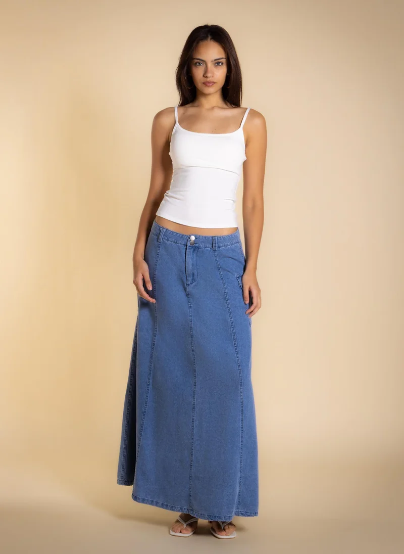 شايبس MAXI DENIM CARGO SKIRT