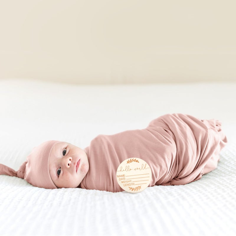 MairMore Baby Swaddle Receiving Blankets with Matching Beanie Set Newborn Nursery Swaddle Wrap for Baby Girls and Boys (Pink) - Image 3