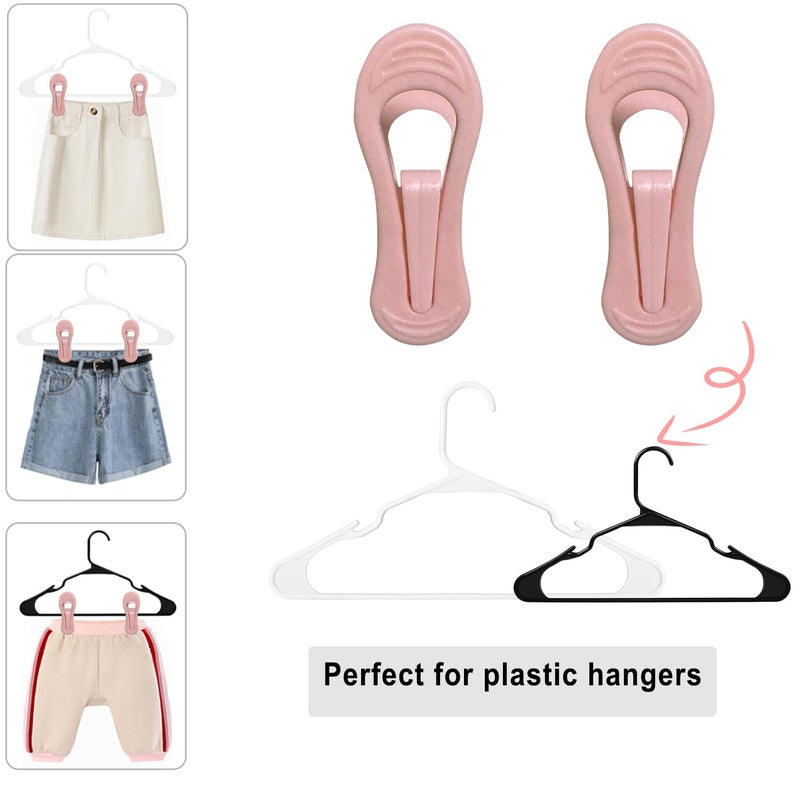 TOFIIGREM Pink Hangers Clips 60 Pack  Multi-Purpose Plastic Clips for Pink Plastic Hangers Velvet Hanger  Clothes Pins for Plastic Hanger Pant Hangers - Image 2
