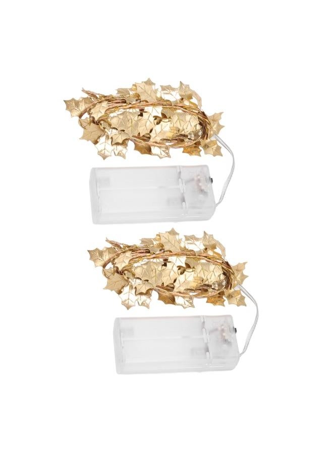 NIBEMINENT 2 Sets Golden Maple String Lights 2.2yd Per Set Golden Maple AA Battery Powered Fall Lights String for Party Door Indoor  - Image 2