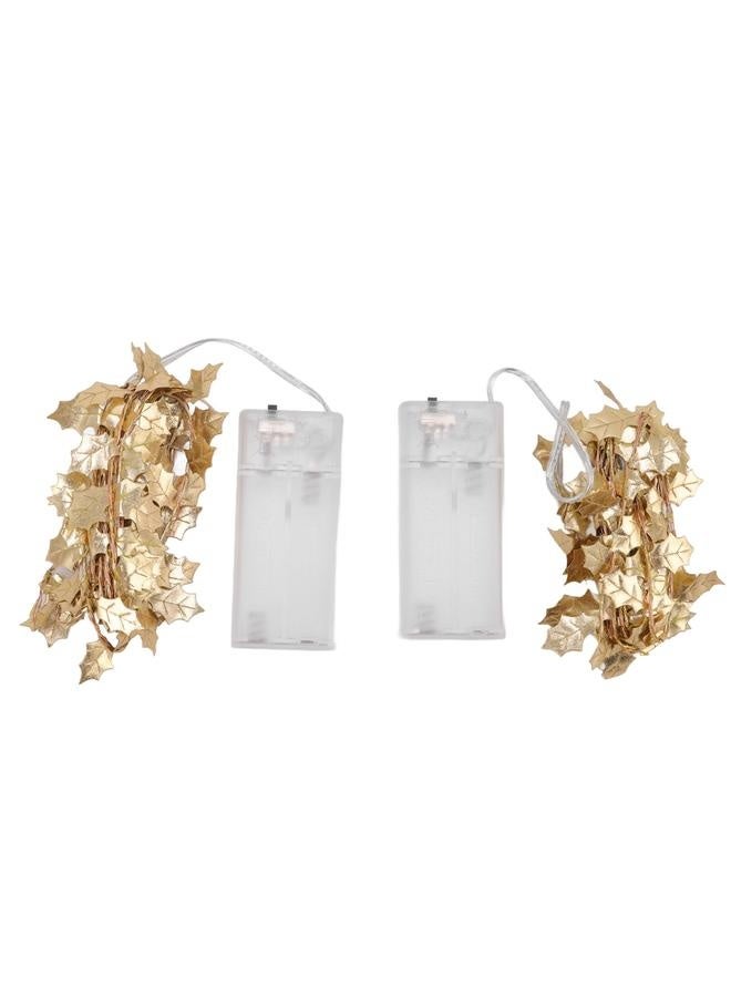 NIBEMINENT 2 Sets Golden Maple String Lights 2.2yd Per Set Golden Maple AA Battery Powered Fall Lights String for Party Door Indoor  - Image 1