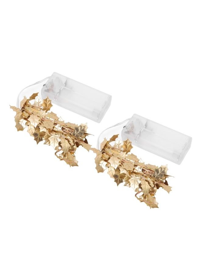 NIBEMINENT 2 Sets Golden Maple String Lights 2.2yd Per Set Golden Maple AA Battery Powered Fall Lights String for Party Door Indoor  - Image 3