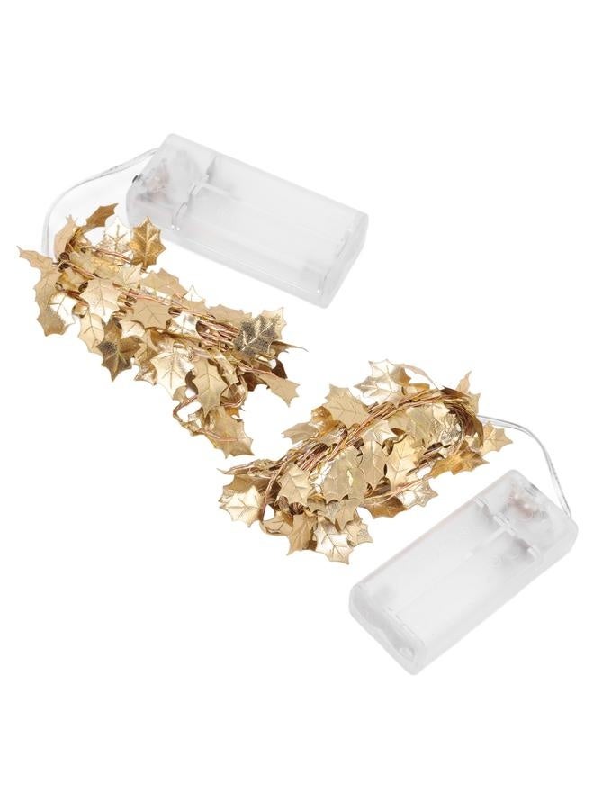 NIBEMINENT 2 Sets Golden Maple String Lights 2.2yd Per Set Golden Maple AA Battery Powered Fall Lights String for Party Door Indoor  - Image 4