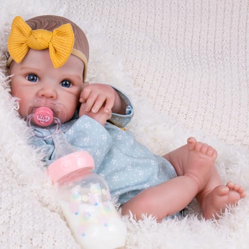Aori Reborn Baby Dolls Girl 20 Inch Realistic Handmade Cloth Body Newborn Baby Doll with Blue Eyes HandPainted Hair Weighted Cuddle Doll for Companion Gift for Seniors Collectors Kids 3 - Image 5