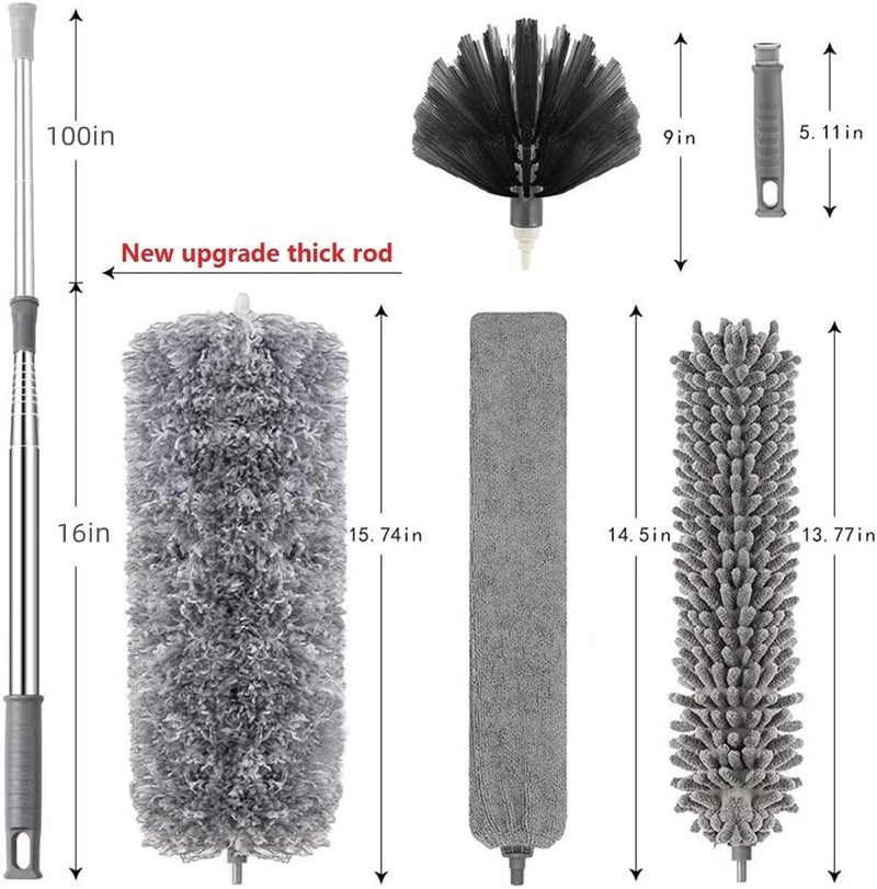 Ameedarshan 4 Pcs Microfiber Feather Duster Cleaning Set Extendable Telescopic Bendable Duster Kit with Long Extension Pole Washable Lightweight Dusters for Cleaning Ceiling Fan High Ceiling - Image 2