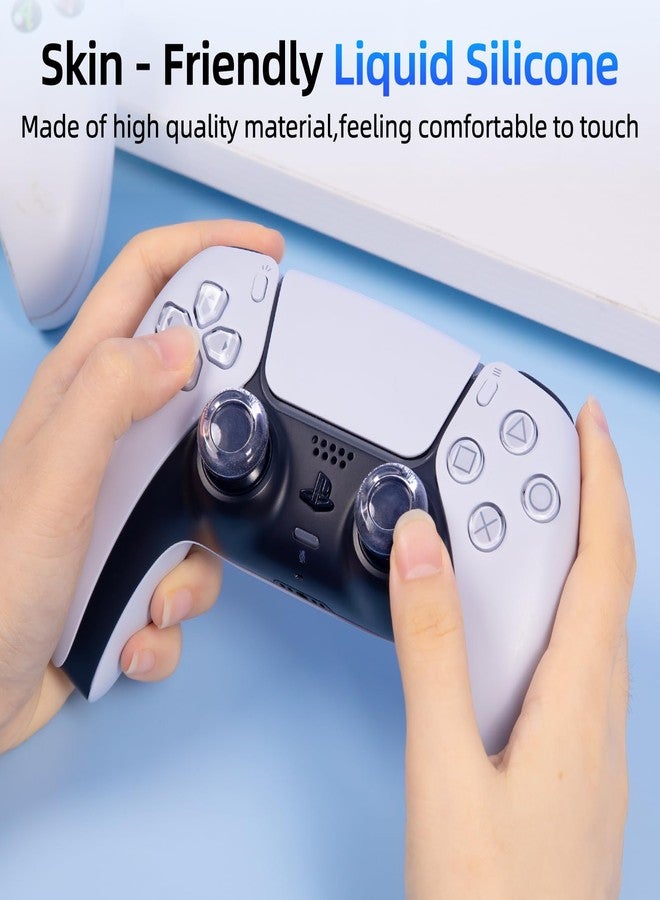 IINE Thumb Grip Caps Compatible with PS5/XBOX/Switch Pro Controller, 2pcs Transparent Thumbstick Grip Cover, Non-Slip Silicone Joystick Cap Analog Stick Covers - Image 4