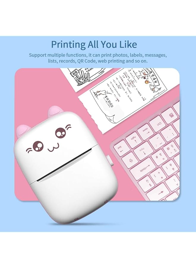 erorex Bluetooth Mini Printer Instant Pocket Portable Wireless Thermal Printers With 5 Rolls Printing Paper For Android Ios Smartphone Label Maker Machine For Label Receipt Photo Notes Home Office Pink  - Image 3