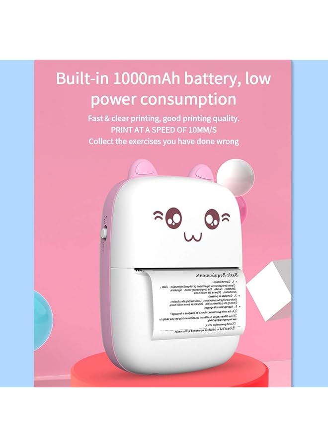 erorex Bluetooth Mini Printer Instant Pocket Portable Wireless Thermal Printers With 5 Rolls Printing Paper For Android Ios Smartphone Label Maker Machine For Label Receipt Photo Notes Home Office Pink  - Image 5