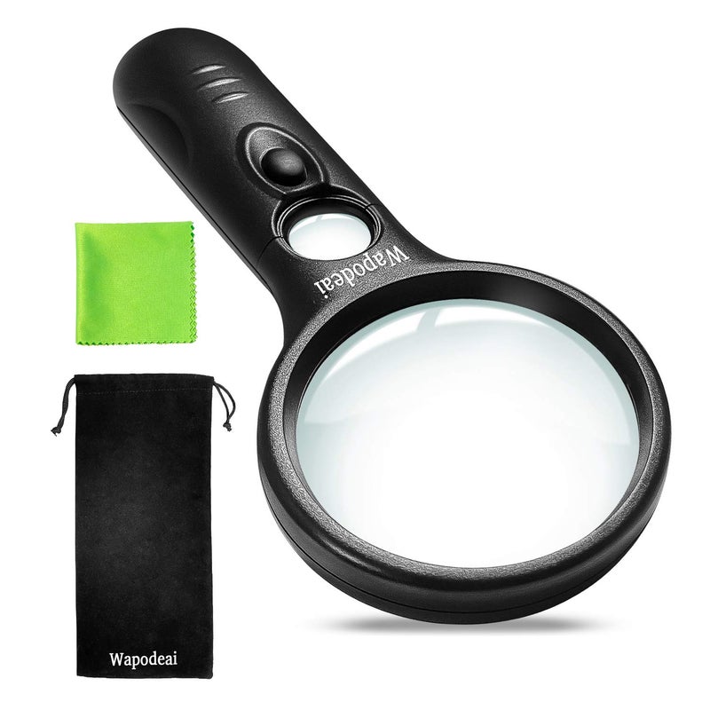 Wapodeai 3X 45X High Magnification Suitable for Reading Jewellery Lnspection Science Black