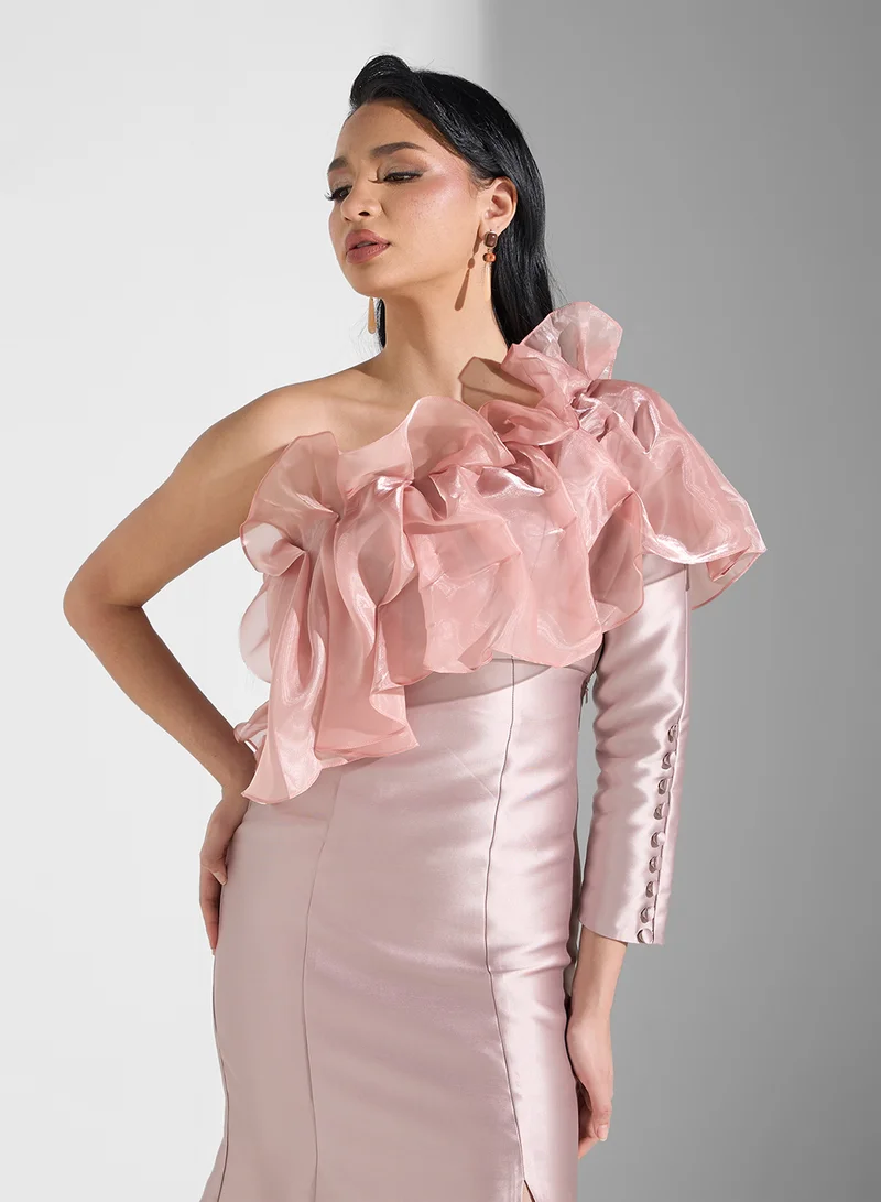 نمشي x Ruffled Sleeve Gown Dress