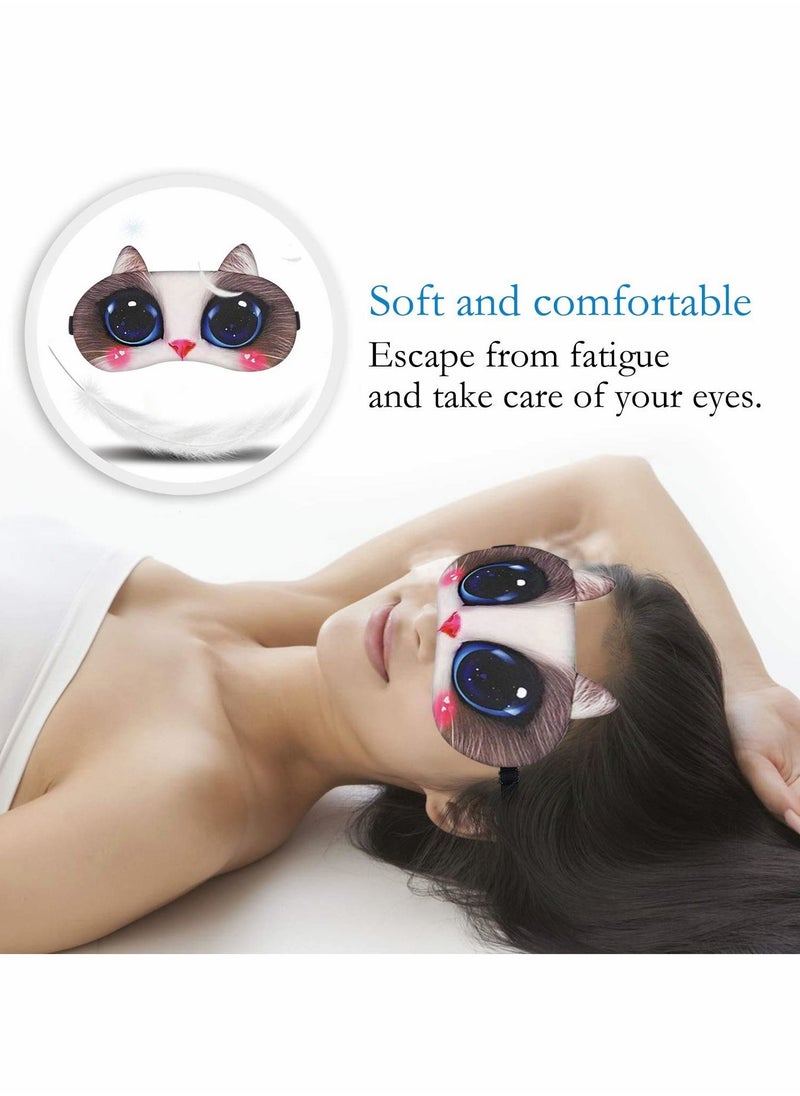 Excefore - Sleep Blindfold, 4 PCS Cute Cartoon Cat Eye Mask Soft Fluffy Sleep Shade Cover Rest Eyepatch Blindfold Shield Travel Sleeping for Eye Mask Sleep Mask Kid Girl Female Lady Daydream Sleep Mask - Image 1