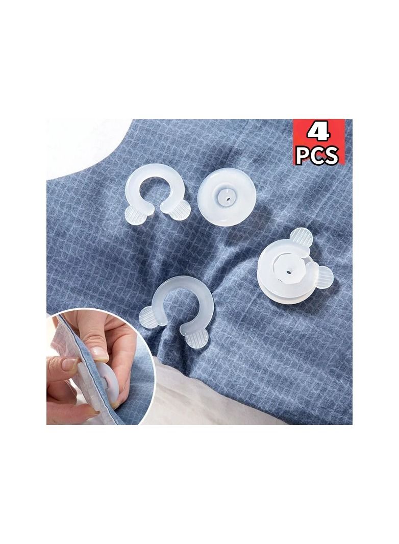 4-Pieces Plastic Non-Slip Durable Comforter Clamp,Bed Duvet Fastener Home Holder,Sheet Clip Quilt Gripper Blanket Cover Gadgets - Image 1