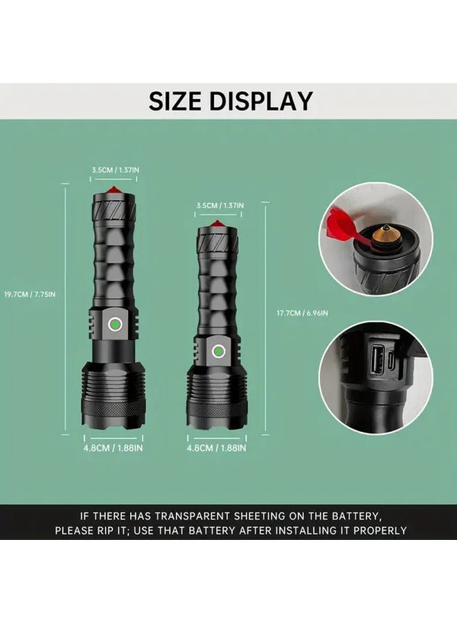 GDSIZHE 5 In 1 High Lumen Zoom Flashlight USB Fast Charge Long Range Outdoor Light - Image 4