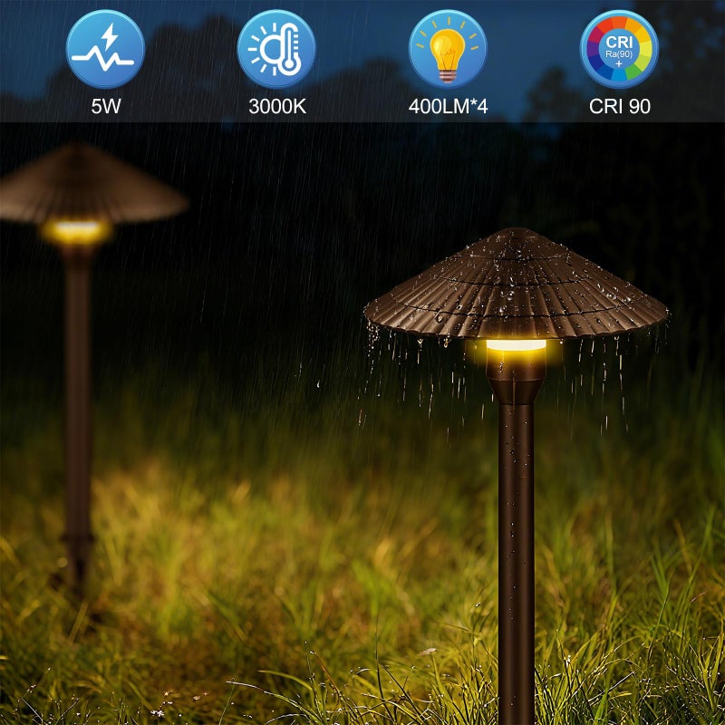 ZZXX All-in-One Low Voltage Landscape Lighting Kit 4-Pathway Lights with 96W Transformer, 5W LED Landscape Lighting Low Voltage 12-24V,IP66 Waterproof Outdoor Lights 2700K for Yard Patio Walkway - Image 2