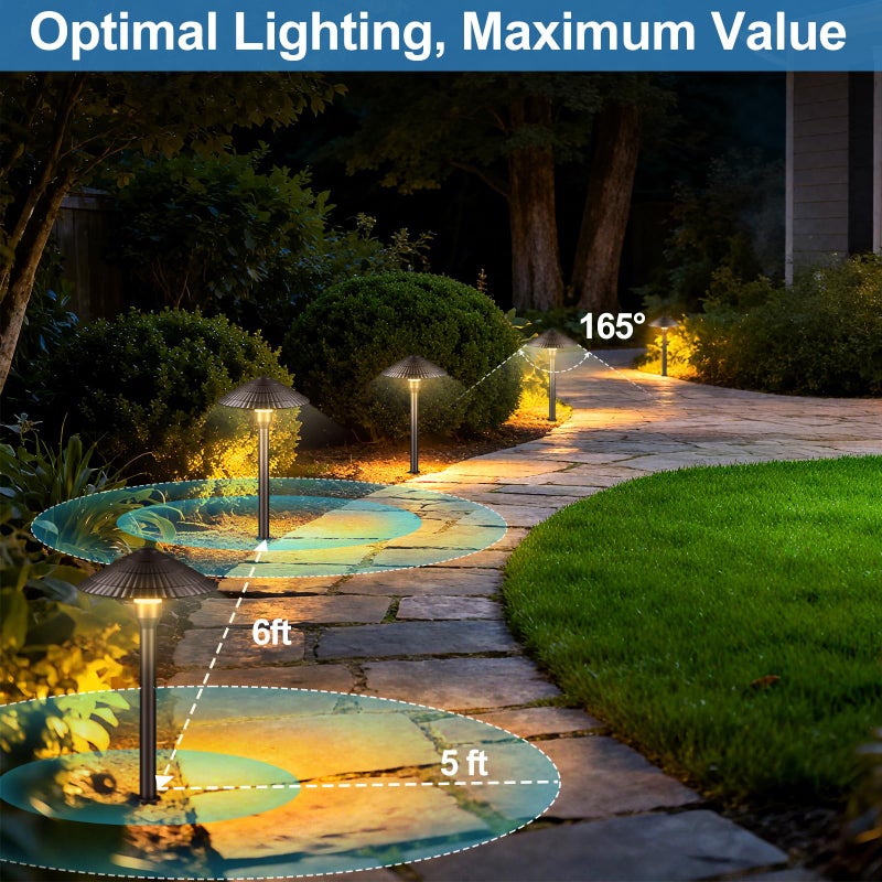 ZZXX All-in-One Low Voltage Landscape Lighting Kit 4-Pathway Lights with 96W Transformer, 5W LED Landscape Lighting Low Voltage 12-24V,IP66 Waterproof Outdoor Lights 2700K for Yard Patio Walkway - Image 4