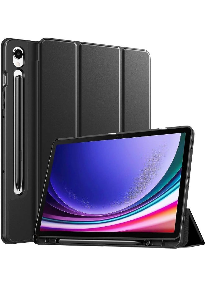 Generic - Samsung Galaxy Tab S9 Case, Tri-Fold Smart Tablet Case with S Pen Holder, Multi- Viewing Angles Stand Soft Silicone Folio Case Cover with Auto Wake Sleep for Samsung Tab S9 11 inch 2023, Black - Image 1