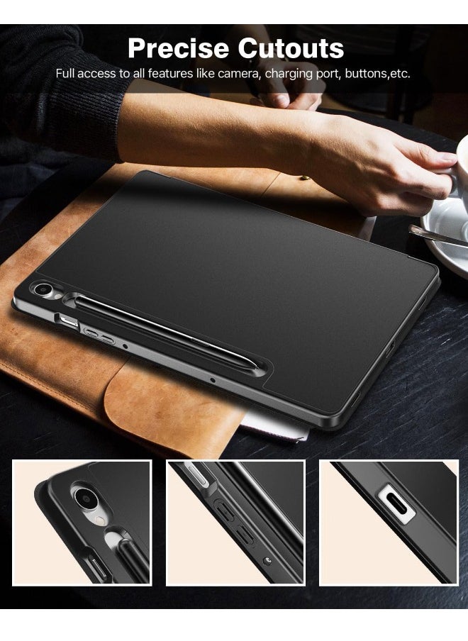 Generic - Samsung Galaxy Tab S9 Case, Tri-Fold Smart Tablet Case with S Pen Holder, Multi- Viewing Angles Stand Soft Silicone Folio Case Cover with Auto Wake Sleep for Samsung Tab S9 11 inch 2023, Black - Image 1